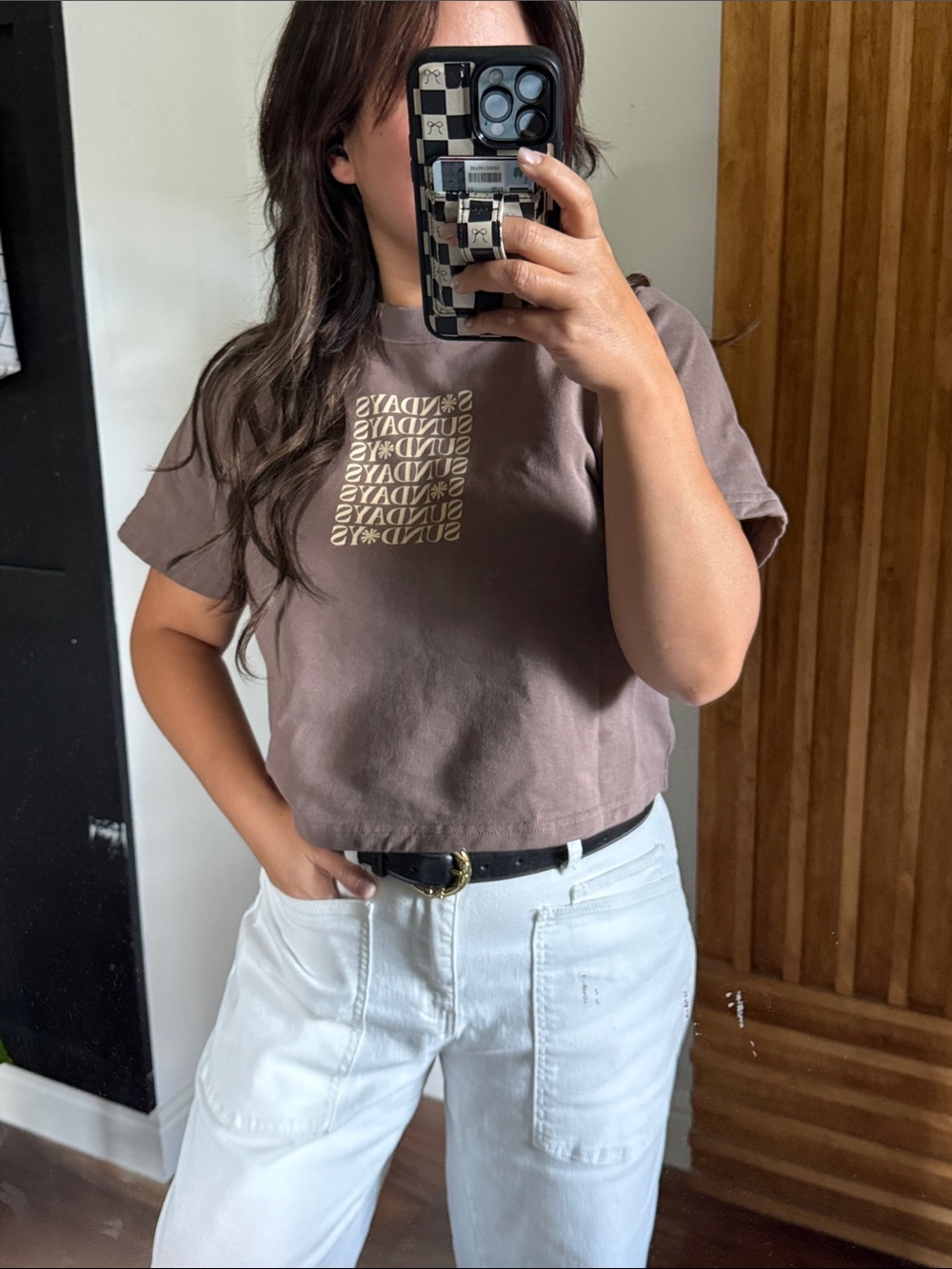 Harvest 100% Cotton Cropped High Neck Tee. Size S/M